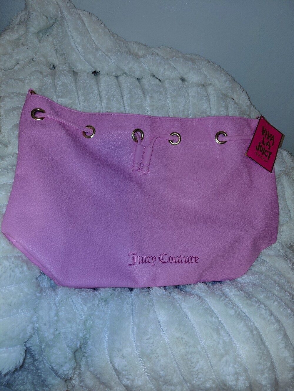 Bubblegum Pink Juicy Couture Bucket Jawstring Tote Bag